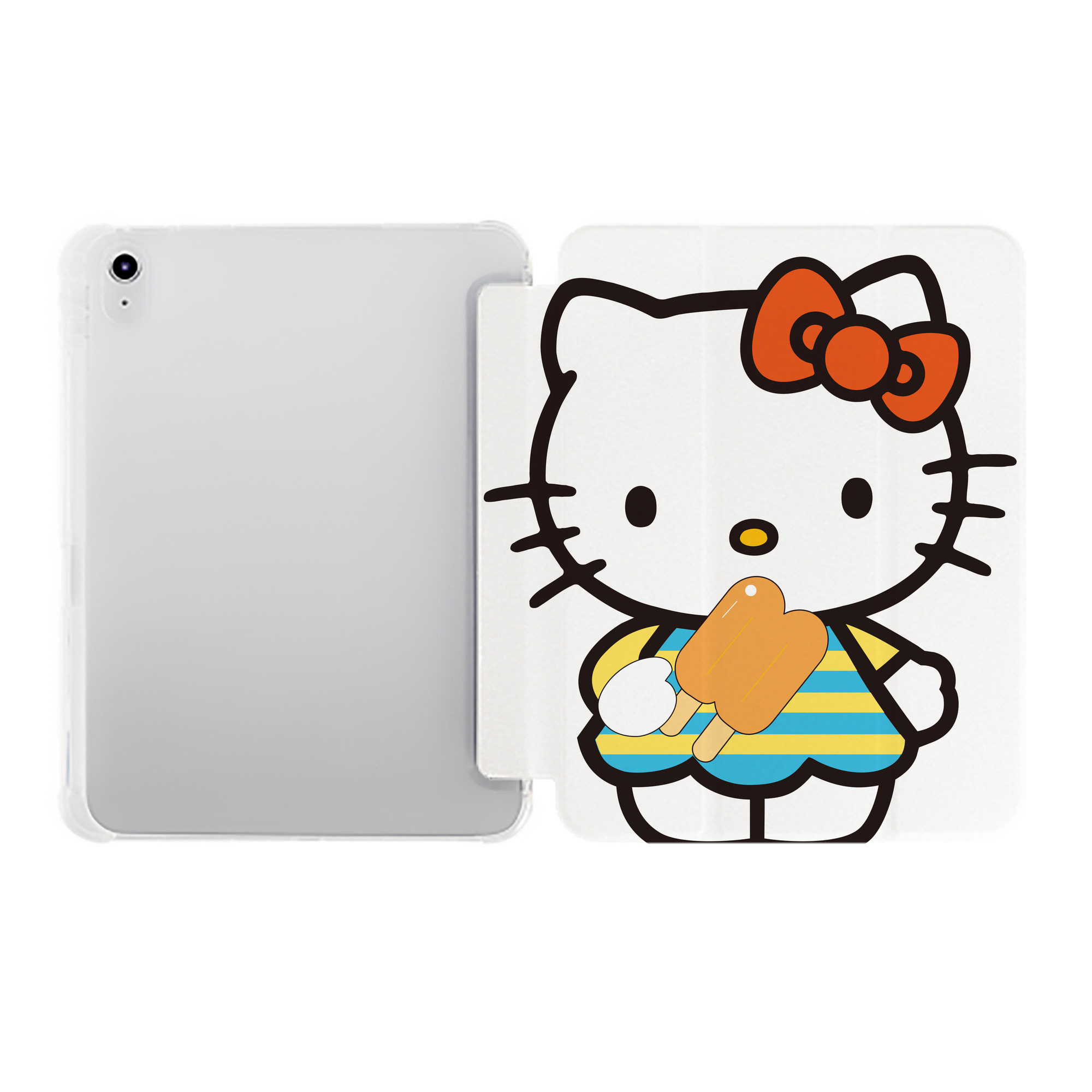 （画像用） Hello Kitty ハローキティ IPad ケース ペン収納付き 三つ折りスタンド PUレザー×シリコン 対応機種9.5/10.5/10.9インチ